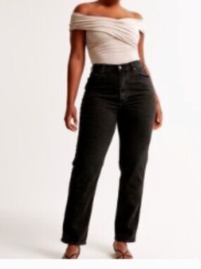 A&F Ankle Straight Ultra High Rise Curve Love Faded Black Wash Jeans Sz 24